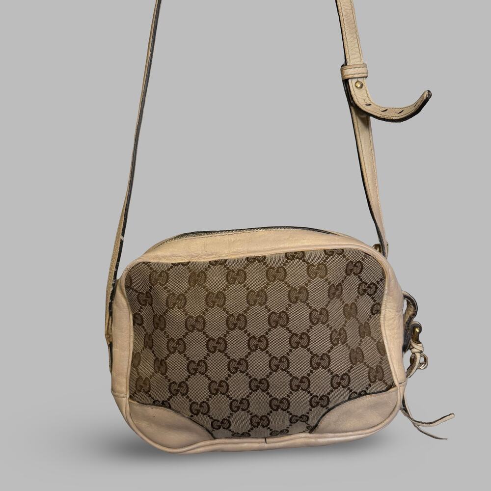 Gucci Original GG Canvas Bree Camera Bag Ivory Leather